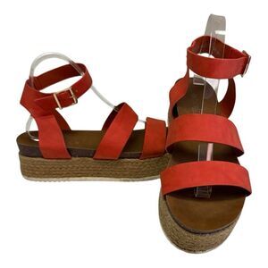 Platform Espadrille Sandals Coral Ankle Strap Buckle Summer Casual‎ Shoes
